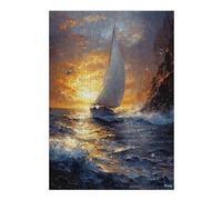 300 Piece Jigsaw Puzzle, Sailing at Sunset Impressionist-Inspired Artw