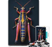 300 Piece Jigsaw Puzzle, Vibrant Multicolored Grasshopper Macro Photog