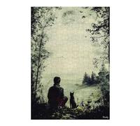 300 Piece Jigsaw Puzzle, Vintage Solitude - Man and Dog in Tranquil Na
