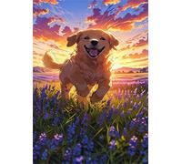 300 Piece Jigsaw Puzzles for Adults Animal Dog Lavender Puzzle Fun Challenges Perfect for Relaxation Letter Printed on Back Interlock Perfectly No Dust for Men Women Elders Seniors 15.6 x 11 inch