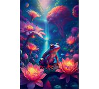 300 Piece Jigsaw Puzzles for Adults Animals Frogs Lotus Puzzle Fun Challenges Perfect for Relaxation Letter Printed on Back Interlock Perfectly No Dust for Men Women Elders Seniors 15 x 10.2 inch