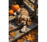 300 Piece Jigsaw Puzzles for Adults - Autumn Dog - Eco Matte Anti-Glare Print, Precision Fit Interlocking Pieces with Letter Zone Backing 20.47x14.96 ich