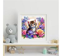 300 Piece Jigsaw Puzzles for Adults Brown Cat Rose, Impossible Puzzle for adults, Challenging Adult jigsaw puzzles 300 pieces, puzzle Classic Educational Games, Fun Activity for Family