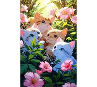 300 Piece Jigsaw Puzzles for Adults - Cat Flower - Eco Matte Anti-Glare Print, Precision Fit Interlocking Pieces with Letter Zone Backing 20.47x14.96 ich