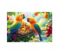 300 Piece Jigsaw Puzzles for Adults, Creative Impossible Puzzles Games for Adults Beginners, Large Wooden Jigsaw with Storage Box, Gifts for Women Men, Home Decor, Theme: Parrot & Color 38x26cm D-244