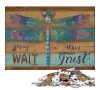 300 Piece Jigsaw Puzzles for Adults Dragonfly Wisdom Pray, Wait, Trust Jigsaw Puzzle Children Wooden Puzzles Family Entertainment Toys 300pcs (40x28cm)