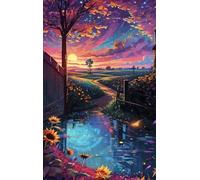 300 Piece Jigsaw Puzzles for Adults - Fields Sunflowers - Eco Matte Anti-Glare Print, Precision Fit Interlocking Pieces with Letter Zone Backing 20.47x14.96 ich