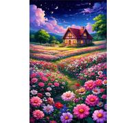 300 Piece Jigsaw Puzzles for Adults Flower Field Scenery Puzzle Fun Challenges Perfect for Relaxation Letter Printed on Back Interlock Perfectly No Dust for Men Women Elders Seniors 15 x 10.2 inch
