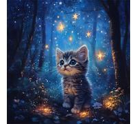 300 Piece Jigsaw Puzzles for Adults Forests Stars Cat, Fun Challenges, Educational Games, Difficult Jigsaw Puzzles for Adults, Puzzle 300 Pieces