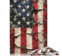 300 Piece Jigsaw Puzzles for Adults Fractured American Flag Jigsaw Puzzles for Adults, Wooden Puzzles Educational Stress Relief Toy Puzzle 300pcs (40x28cm)