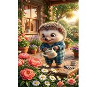 300 Piece Jigsaw Puzzles for Adults, Hedgehog Flower Classic Puzzle, 15.6x11 inch, Premium Interlocking No Dust, Family Indoor Activity