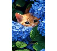 300 Piece Jigsaw Puzzles for Adults - Hydrangeas Cats - Eco Matte Anti-Glare Print, Precision Fit Interlocking Pieces with Letter Zone Backing 20.47x14.96 ich