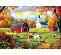 300 Piece Jigsaw Puzzles for Adults, Impossible Hard Difficult Challenging jigsaw puzzle 300 pieces adult Puzzles Classic Educational Games 40x28cm,Farm Rainbow Cow