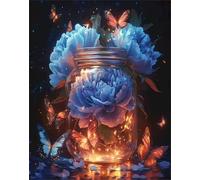 300 Piece Jigsaw Puzzles for Adults, Impossible Hard Difficult Challenging jigsaw puzzle 300 pieces adult Puzzles Classic Educational Games 40x28cm,Blue Peony Butterfly