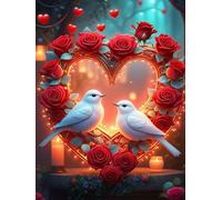 300 piece Jigsaw Puzzles for Adults Impossible Hard Difficult Challenging Puzzle, jigsaws 300 pieces for adults Fun Activity & Present for The Whole Family, Theme:Rose Heart Birds