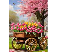 300 piece Jigsaw Puzzles for Adults Impossible Hard Difficult Challenging Puzzle, jigsaws 300 pieces for adults Fun Activity & Present for The Whole Family, Theme:Garden Tulip Car