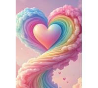 300 piece Jigsaw Puzzles for Adults Impossible Hard Difficult Challenging Puzzle, jigsaws 300 pieces for adults Fun Activity & Present for The Whole Family, Theme:Rainbow Heart Cloud