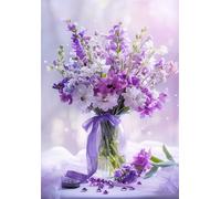 300 piece Jigsaw Puzzles for Adults Impossible Hard Difficult Challenging Puzzle, jigsaws 300 pieces for adults Fun Activity & Present for The Whole Family, Theme:Purple Bouquet
