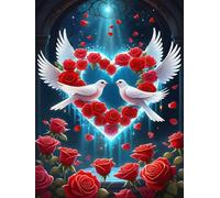 300 piece Jigsaw Puzzles for Adults Impossible Hard Difficult Challenging Puzzle, jigsaws 300 pieces for adults Fun Activity & Present for The Whole Family, Theme:Rose Lovers Doves