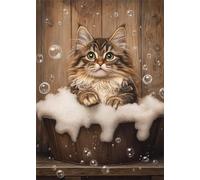 300 piece Jigsaw Puzzles for Adults Impossible Hard Difficult Challenging Puzzle, jigsaws 300 pieces for adults Fun Activity & Present for The Whole Family, Theme:Bubble Bath Cat
