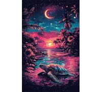 300 Piece Jigsaw Puzzles for Adults Moon Ocean Turtle Puzzle Fun Challenges Perfect for Relaxation Letter Printed on Back Interlock Perfectly No Dust for Men Women Elders Seniors 15 x 10.2 inch