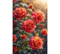 300 Piece Jigsaw Puzzles for Adults Red Rose Flowers Puzzle Fun Challenges Perfect for Relaxation Letter Printed on Back Interlock Perfectly No Dust for Men Women Elders Seniors 15 x 10.2 inch