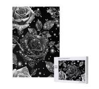 300 Piece Jigsaw Puzzles for Adults Rose Jigsaw Black Comes with Packaging Box and Reference Pictures,Fun and Joyful Family Entertainment Games,Challenging Adult Puzzles Gifts for Women/Men 2T-1101