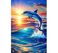 300 Piece Jigsaw Puzzles for Adults Sunrise Ocean Dolphins Puzzle Fun Challenges Perfect for Relaxation Letter Printed on Back Interlock Perfectly No Dust for Men Women Elders Seniors 15.6 x 11 inch