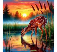 300 Piece Jigsaw Puzzles for Adults Sunset Animals Deer, Educational Games, Impossible Hard Difficult Challenging, Relaxation Jigsaw Puzzles for Adults 300 Pieces 13.8x13.8 inch