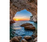 300 Piece Jigsaw Puzzles for Adults - Sunset Cave - Eco Matte Anti-Glare Print, Precision Fit Interlocking Pieces with Letter Zone Backing 20.47x14.96 ich
