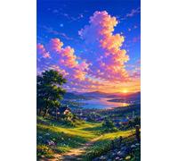 300 Piece Jigsaw Puzzles for Adults, Sunset Countryside Scenery 15x10.2 inch, Challenging Brain Teaser Puzzle, Premium Cardboard Hobby Gift for Adults & Seniors