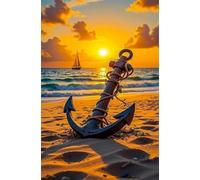 300 Piece Jigsaw Puzzles for Adults - Sunset Ocean Anchor - Eco Matte Anti-Glare Print, Precision Fit Interlocking Pieces with Letter Zone Backing 20.47x14.96 ich