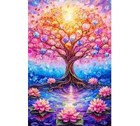 300 Piece Jigsaw Puzzles for Adults Tree of Life Flower Puzzle Fun Challenges Perfect for Relaxation Letter Printed on Back Interlock Perfectly No Dust for Men Women Elders Seniors 15 x 10.2 inch