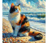 300 Piece Jigsaw Puzzles for Adults Watercolor Cat Waves, Educational Games, Impossible Hard Difficult Challenging, Relaxation Jigsaw Puzzles for Adults 300 Pieces 13.8x13.8 inch