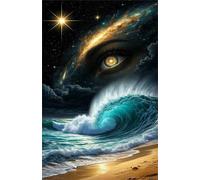 300 Piece Jigsaw Puzzles for Adults Wave Eyes Puzzle Fun Challenges Perfect for Relaxation Letter Printed on Back Interlock Perfectly No Dust for Men Women Elders Seniors 15.6 x 11 inch