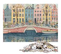 300 Piece Jigsaw Puzzles Game Charming Canal Scene Wooden Puzzles Educational Game Challenge Toy As A 300pcs (40x28cm)