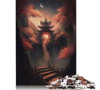 300 Piece Jigsaw Puzzles Game Moonlit Temple Path Wooden Puzzles Educational Game Challenge Toy As A 300pcs (40x28cm)