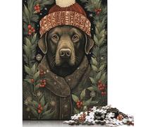 300 Piece Labrador Retriever Xmas Jigsaw Puzzle for Adult Teenagers Wooden Puzzles for Adults Puzzles For Family Fun & Game Night 1000pcs (75x50cm)