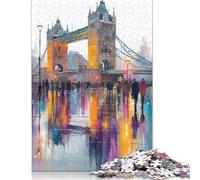 300 Piece London Bridge Reflections -1 Creative Square Jigsaw Puzzles for Adults & Wooden Puzzles Educational Toys 300pcs (40x28cm)