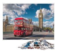 300 Piece London Icon Red Bus & Big Ben Square Puzzles for Adults And Wooden Puzzles Family Activity 300pcs (40x28cm)
