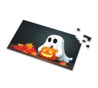 300 Piece Puzzle A Cute Ghost Holding A Glowing Jack-O'-Lantern Surrounded By Autumn Leaves Picture Puzzle Boy Toys Puzzles For Adults 1000 Pieces(500PCS)