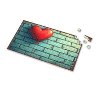 300 Piece Puzzle A Red Heart-Shaped Balloon Against A Brick Wall. Picture Puzzle 750 Piece Puzzles For Adults Toys For Ages 8-13(500PCS)