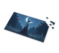 300 Piece Puzzle A Woman In A Long Dress Standing Under A Crescent Moon Picture Puzzle Toddler Toys 1500 Piece Puzzle(300PCS)