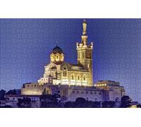 300 Piece Puzzle, Adult Puzzle, Impossible Puzzle, Colorful Puzzle, Skill Game for the Whole Family, France, Basilica, Marseille, Notre Dame de la Garde, 38x26CM