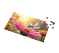 300 Piece Puzzle Dancing Dragonfly On A Pink Flower Picture Puzzle 300 Piece Puzzles Puzzles For Toddlers 2-4(300PCS)