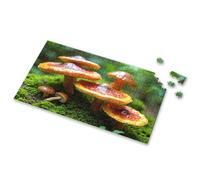 300 Piece Puzzle Golden Mushrooms Grow Amidst Vibrant Green Moss Picture Puzzle Gift For 4 Year Old Boy Activity Books For Kids Ag(300PCS)