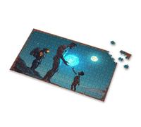 300 Piece Puzzle Man, Child, Robot: A Cosmic Encounter On The Beach Picture Puzzle Spot It Game For Kids Toddler Toys(500PCS)