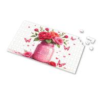 300 Piece Puzzle Pink Roses In A Love Jar With Butterflies Picture Puzzle 300 Piece Puzzles Games For Kids 8-12(1000PCS)
