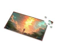 300 Piece Puzzle Silhouette Standing Amidst Dramatic Sky With Fiery Clouds Picture Puzzle Puzzles For Adults Puzzle Books For Adults(300PCS)