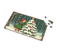 300 Piece Puzzles A Girl Decorating A Snowy Christmas Tree In The Forest Picture Puzzle Puzzles For Adults Spot It Game For Kids(500PCS)